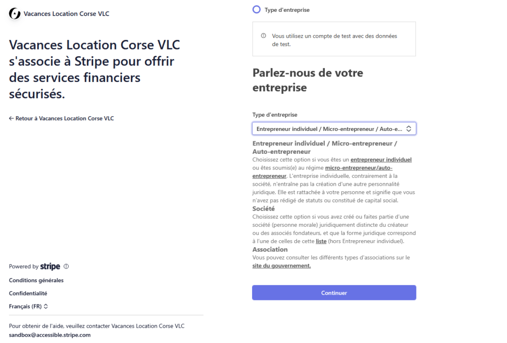 Information entreprise Stripe