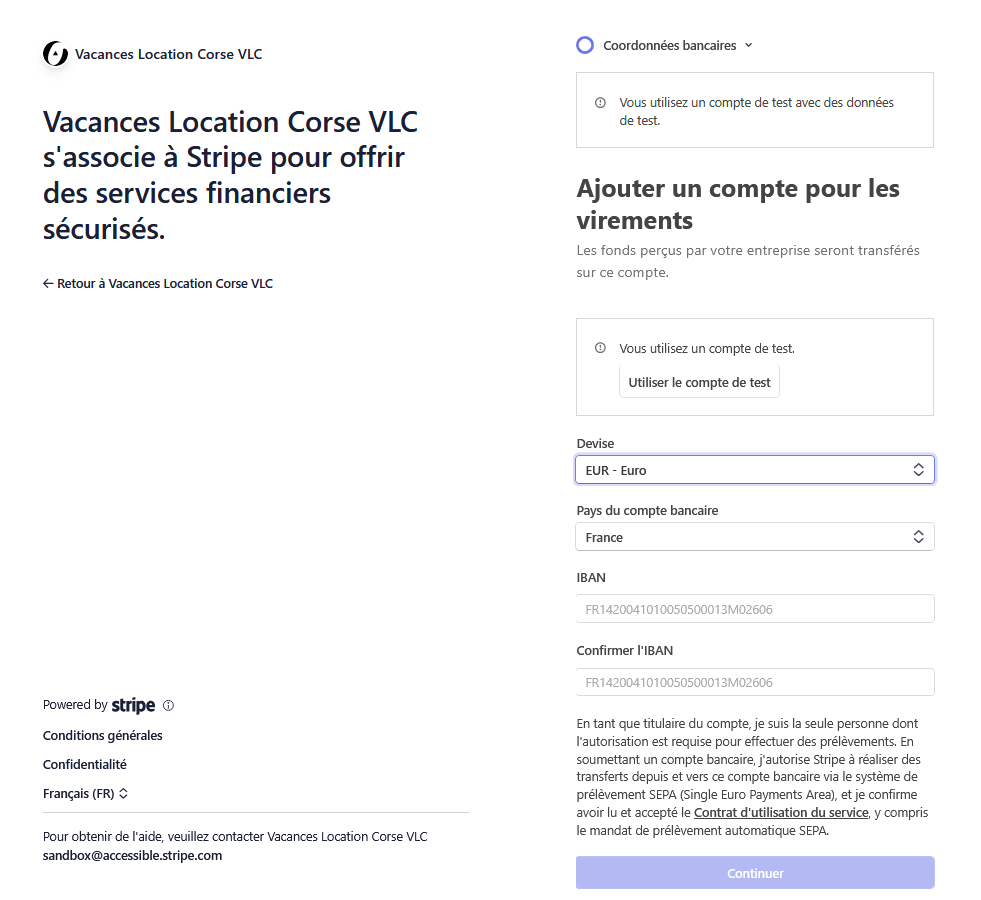 Saisir les informations bancaires .