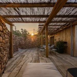 terrasse extérieure de 35m2 de la cabane Persei.