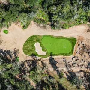 Vue aérienne sur le terrain de Golf privé de la Villa Fioraventi.